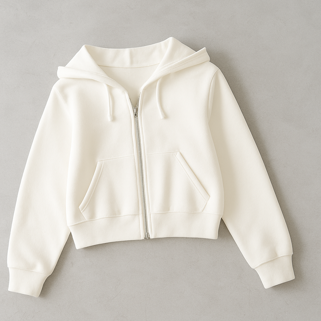 Premium White Zip-Up Hoodie Jacket