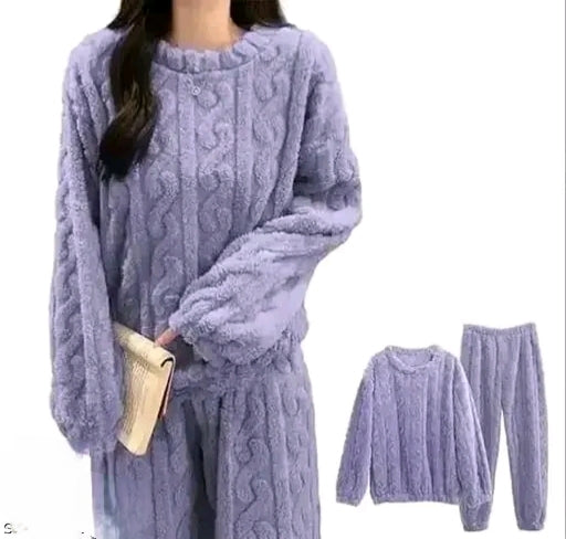 Women’s Cozy Plush Winter Loungewear Set | Soft & Warm 2-Piece Nightwear