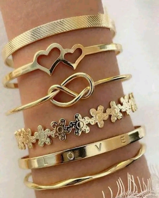 Luxury Gold Plated Bracelet Combo Set for Women | Love & Infinity Design Bangles