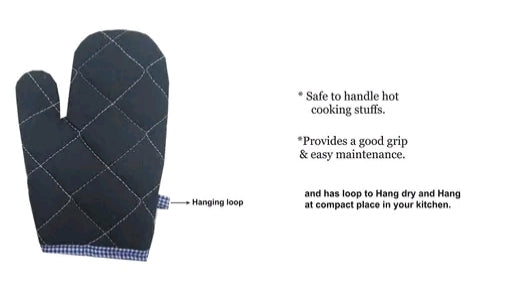 Heat Resistant Oven Gloves for Kitchen | Quilted Cotton Pot Holders Mitts for Cooking & Baking