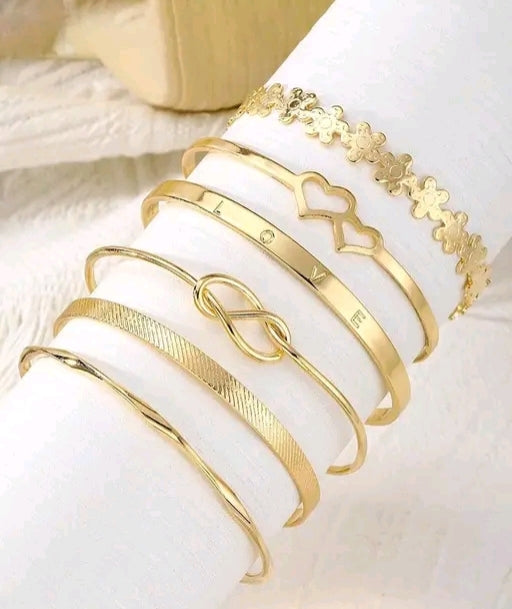 Luxury Gold Plated Bracelet Combo Set for Women | Love & Infinity Design Bangles