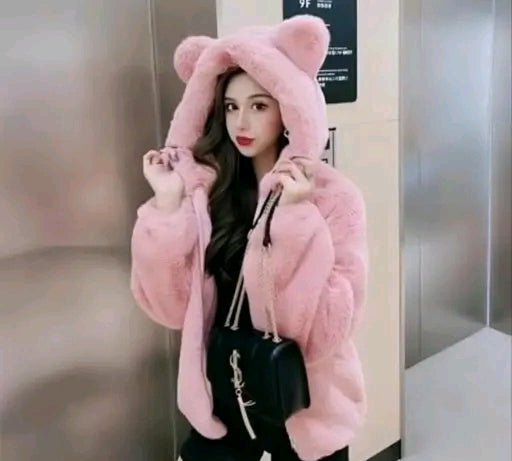 Winter Teddy Bear Hoodie Jacket for Women – Soft Plush Warm Brown Fur Coat