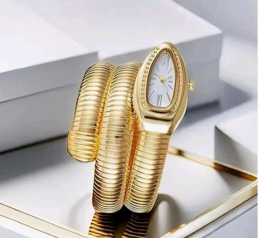 Luxury Gold Snake Coil Bracelet Watch for Women – Premium Fashion Wristwatch