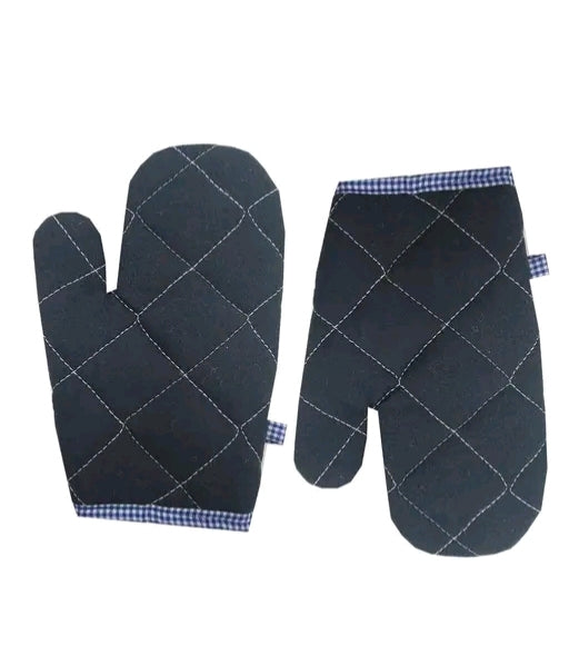 Heat Resistant Oven Gloves for Kitchen | Quilted Cotton Pot Holders Mitts for Cooking & Baking