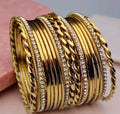 Designer Golden Crystal Bangles for Women | Premium Stone Studded Kada Set for Weddings & Parties