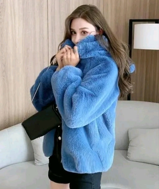 Winter Teddy Bear Hoodie Jacket for Women – Soft Plush Warm Brown Fur Coat