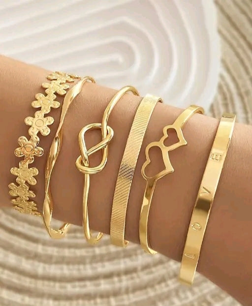 Luxury Gold Plated Bracelet Combo Set for Women | Love & Infinity Design Bangles